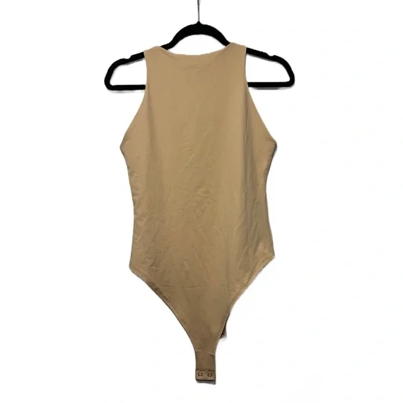 NWT Women's Nude Sleeveless Halter Nec Tank Racerback Bodysuit - Size M - Picture 2 of 6